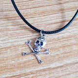 Skull Pendant Necklace Vintage Leather Choker Steampunk Goth Charms Jewelry