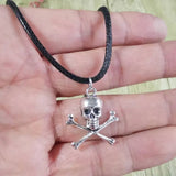 Skull Pendant Necklace Vintage Leather Choker Steampunk Goth Charms Jewelry
