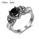 Skull Ring CZ Stone Skeleton Rings For Women 2 Tone Engagement Jewelry