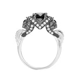 Skull Ring CZ Stone Skeleton Rings For Women 2 Tone Engagement Jewelry
