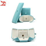 Sky Velvet Engagement Jewelry Box Double Open Couple Ring Pendant Case