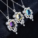 Sky City Necklace Charm Flower Geometry Pendant Inlay Square Zircon