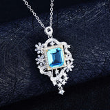 Sky City Necklace Charm Flower Geometry Pendant Inlay Square Zircon