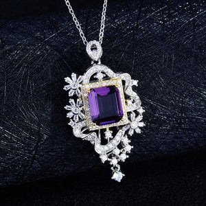 Sky City Necklace Charm Flower Geometry Pendant Inlay Square Zircon
