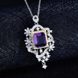 Sky City Necklace Charm Flower Geometry Pendant Inlay Square Zircon