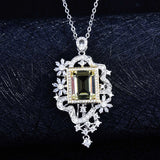 Sky City Necklace Charm Flower Geometry Pendant Inlay Square Zircon