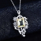 Sky City Necklace Charm Flower Geometry Pendant Inlay Square Zircon