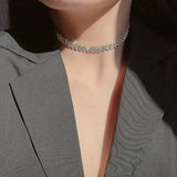 Crystal Choker Necklace Rhinestone Pearl Women Weddings Party