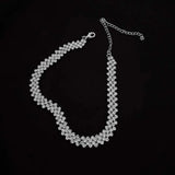 Crystal Choker Necklace Rhinestone Pearl Women Weddings Party