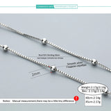 2MM Beads Chain Necklace S925 Sterling Silver for Women 40/45cm