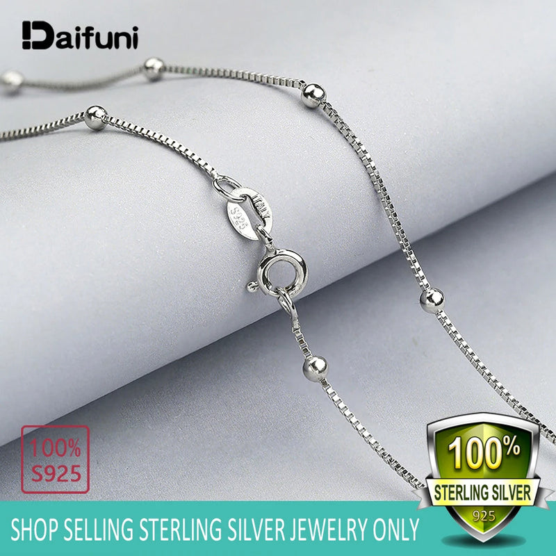 2MM Beads Chain Necklace S925 Sterling Silver for Women 40/45cm