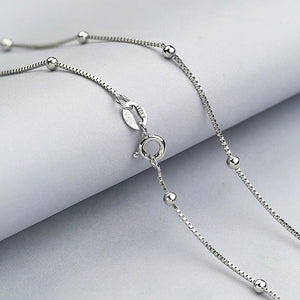 2MM Beads Chain Necklace S925 Sterling Silver for Women 40/45cm