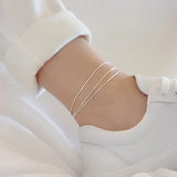 Small Fresh Multi-layer Snake Bone Anklet 925 Sterling Silver