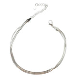 Small Fresh Multi-layer Snake Bone Anklet 925 Sterling Silver
