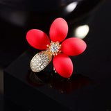 Red Flower Zircon Lapel Pin Collar Pins Women Hat Pin