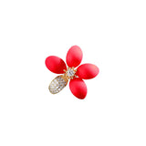 Red Flower Zircon Lapel Pin Collar Pins Women Hat Pin