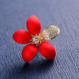 Red Flower Zircon Lapel Pin Collar Pins Women Hat Pin