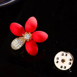 Red Flower Zircon Lapel Pin Collar Pins Women Hat Pin