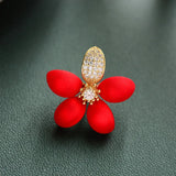 Red Flower Zircon Lapel Pin Collar Pins Women Hat Pin