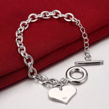 925 Sterling Silver Heart Charm Bracelet for Women