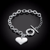925 Sterling Silver Heart Charm Bracelet for Women