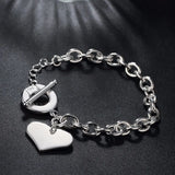 925 Sterling Silver Heart Charm Bracelet for Women