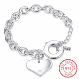 925 Sterling Silver Heart Charm Bracelet for Women