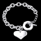 925 Sterling Silver Heart Charm Bracelet for Women