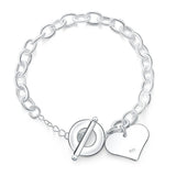 925 Sterling Silver Heart Charm Bracelet for Women - Hand Chain Wristband Gift