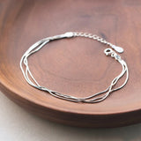 Snake Bone Chain Bracelet 925 Sterling Silver Layer Charm Bangle
