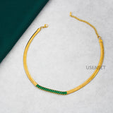 Stainless Steel Choker Collar Green Zircon Necklace