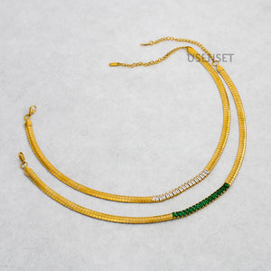 Stainless Steel Choker Collar Green Zircon Necklace