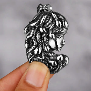 Snake Girl Beauty Head Stainless Steel Unisex Necklace