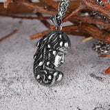 Snake Girl Beauty Head Stainless Steel Unisex Necklace
