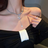 Snowflake Pendant Necklace Rhinestone Stainless Steel Jewelry