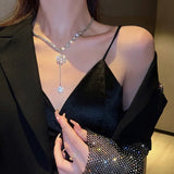 Snowflake Pendant Necklace Rhinestone Stainless Steel Jewelry