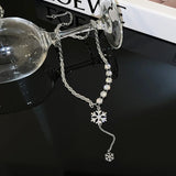 Snowflake Pendant Necklace Rhinestone Stainless Steel Jewelry