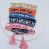 Snowflower Letter Embroidery Merry Christmas Woven Bracelets