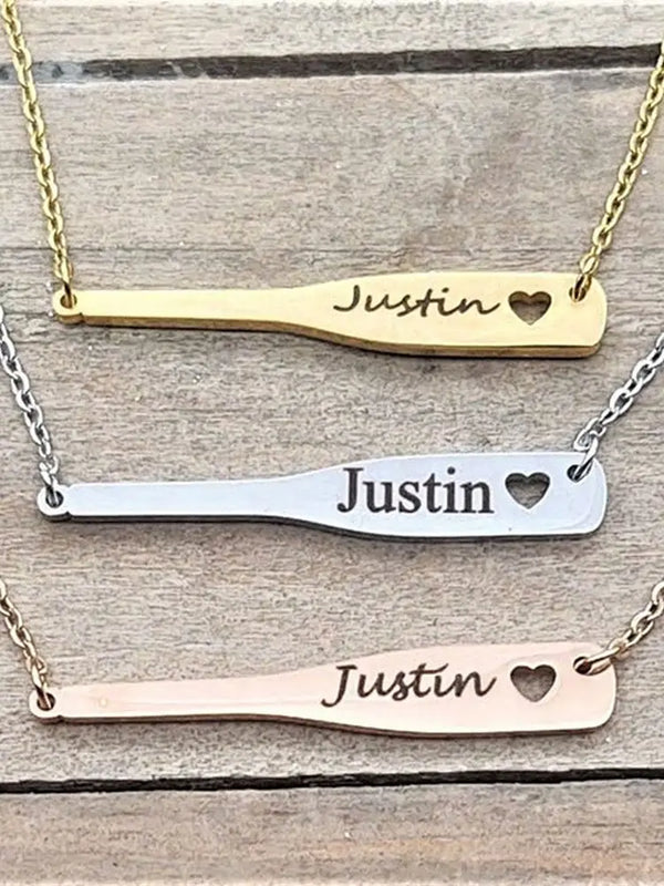 Personalized Soccer Choker Necklace Engraved Stainless Steel Baseball Bat Softba