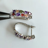 925 Silver Stud Earrings Zircon Crystal Women Jewelry Gift