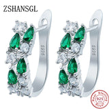 925 Silver Stud Earrings Zircon Crystal Women Jewelry Gift