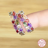 925 Silver Stud Earrings Zircon Crystal Women Jewelry Gift