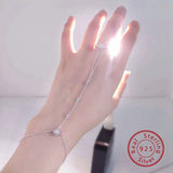 925 Silver Bracelet Link Ring with Cubic Zirconia for Women