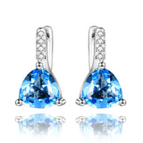 925 Silver Zircon Aquamarine Dangle Earrings Wedding Engagement Drop