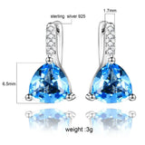 925 Silver Zircon Aquamarine Dangle Earrings Wedding Engagement Drop