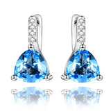 925 Silver Zircon Aquamarine Dangle Earrings Wedding Engagement Drop