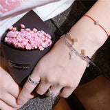 925 Silver Zircon Key Charm Bracelet Plated Crown Dangle - Women's Jewelry