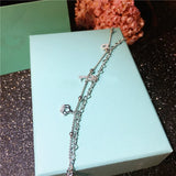 925 Silver Zircon Key Charm Bracelet Plated Crown Dangle - Women's Jewelry