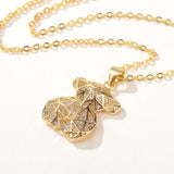 Spanish Teddy Bear Pendant Necklace Crystal Chain Choker Gift