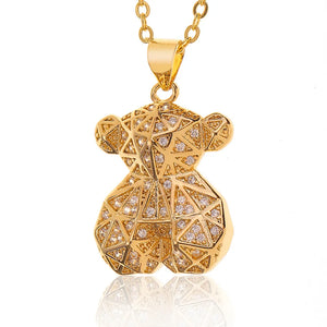 Spanish Teddy Bear Pendant Necklace Crystal Chain Choker Gift